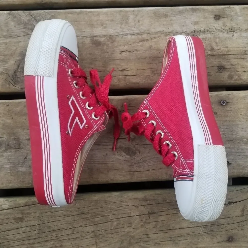 Vintage 90s y2k Tommy Hilfiger Platform Red Canvas Backless Slip-on Sneakers 7.5